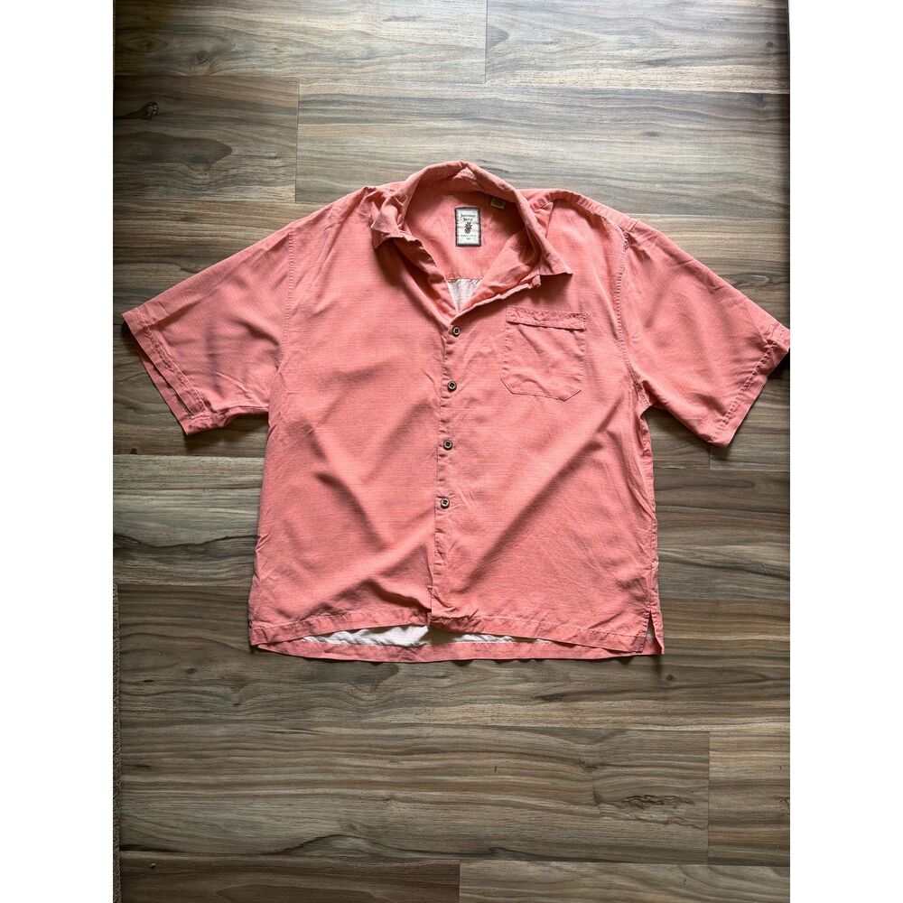 Jamaica Jaxx Men's Silk Button Up Pink Large Short Sleeve Shirt